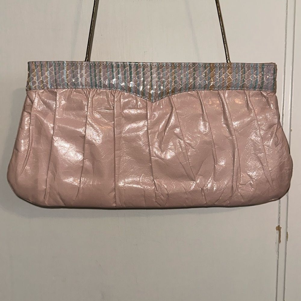 Vintage 70s/80s Lou-Ran Originals pink leather‎ crossbody or clutch purse
